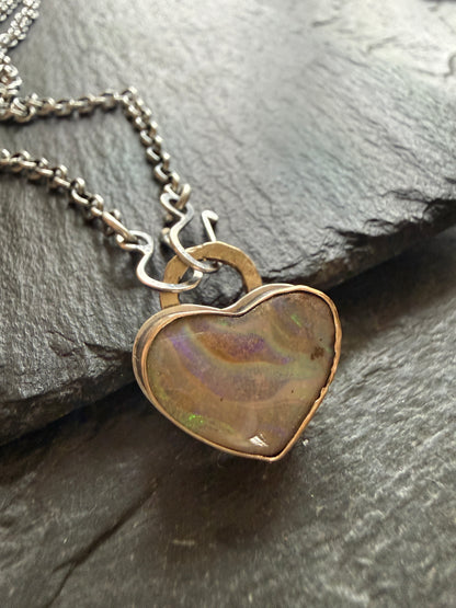 Pastel Heart Opal Pedant