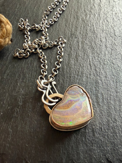 Pastel Heart Opal Pedant