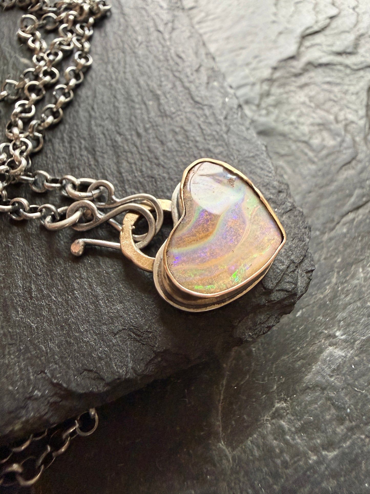 Pastel Heart Opal Pedant
