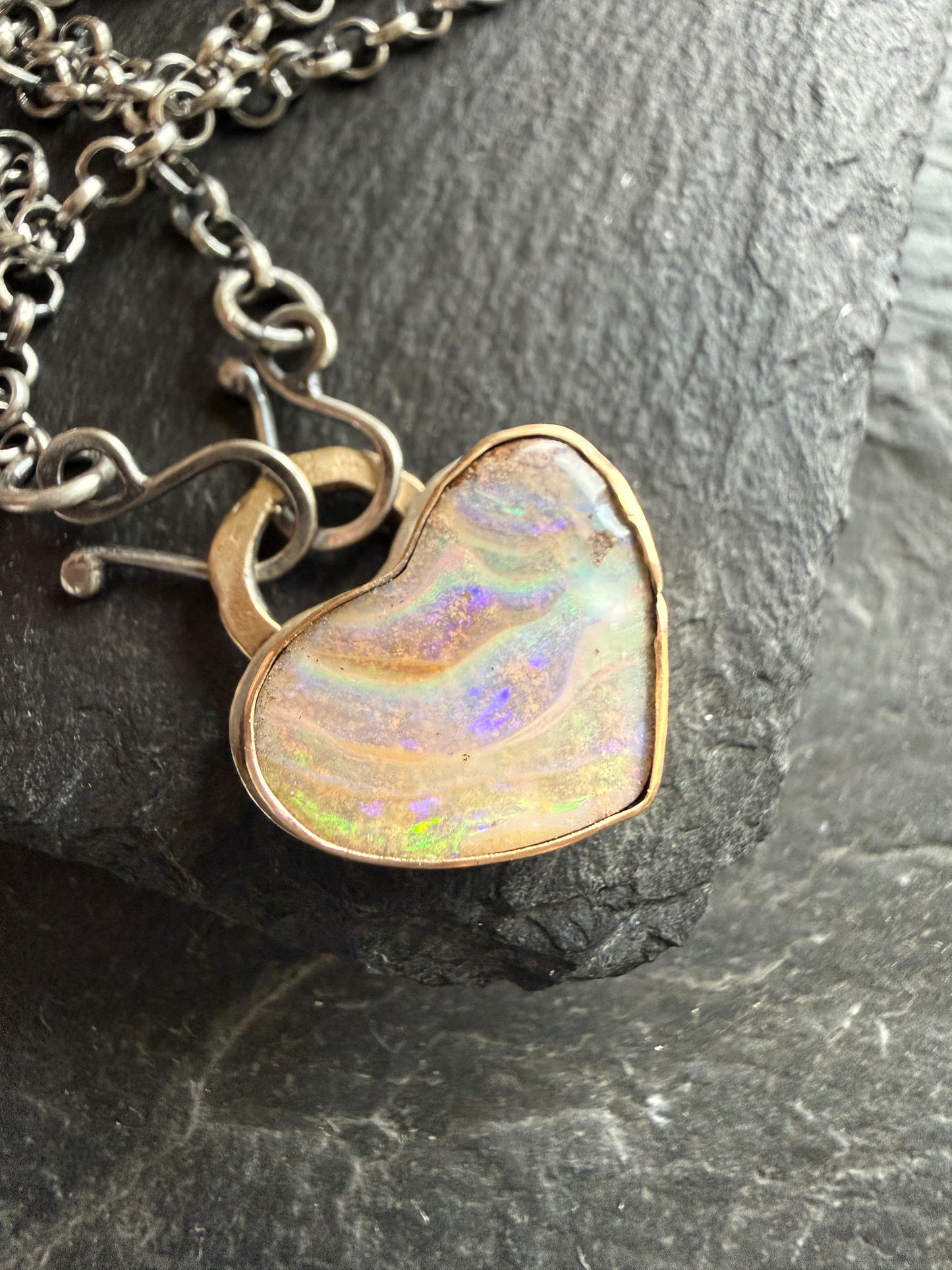 Pastel Heart Opal Pedant