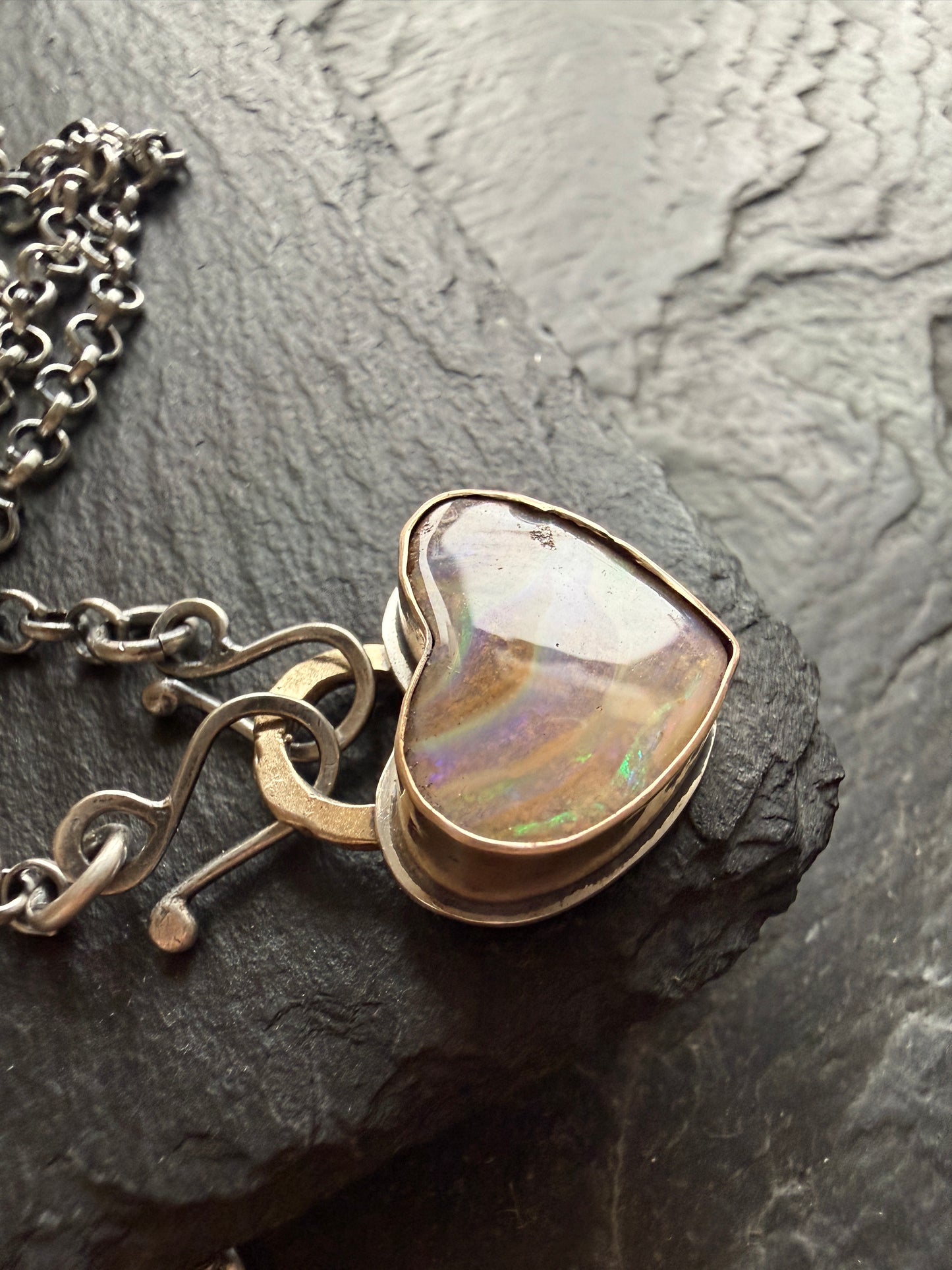 Pastel Heart Opal Pedant