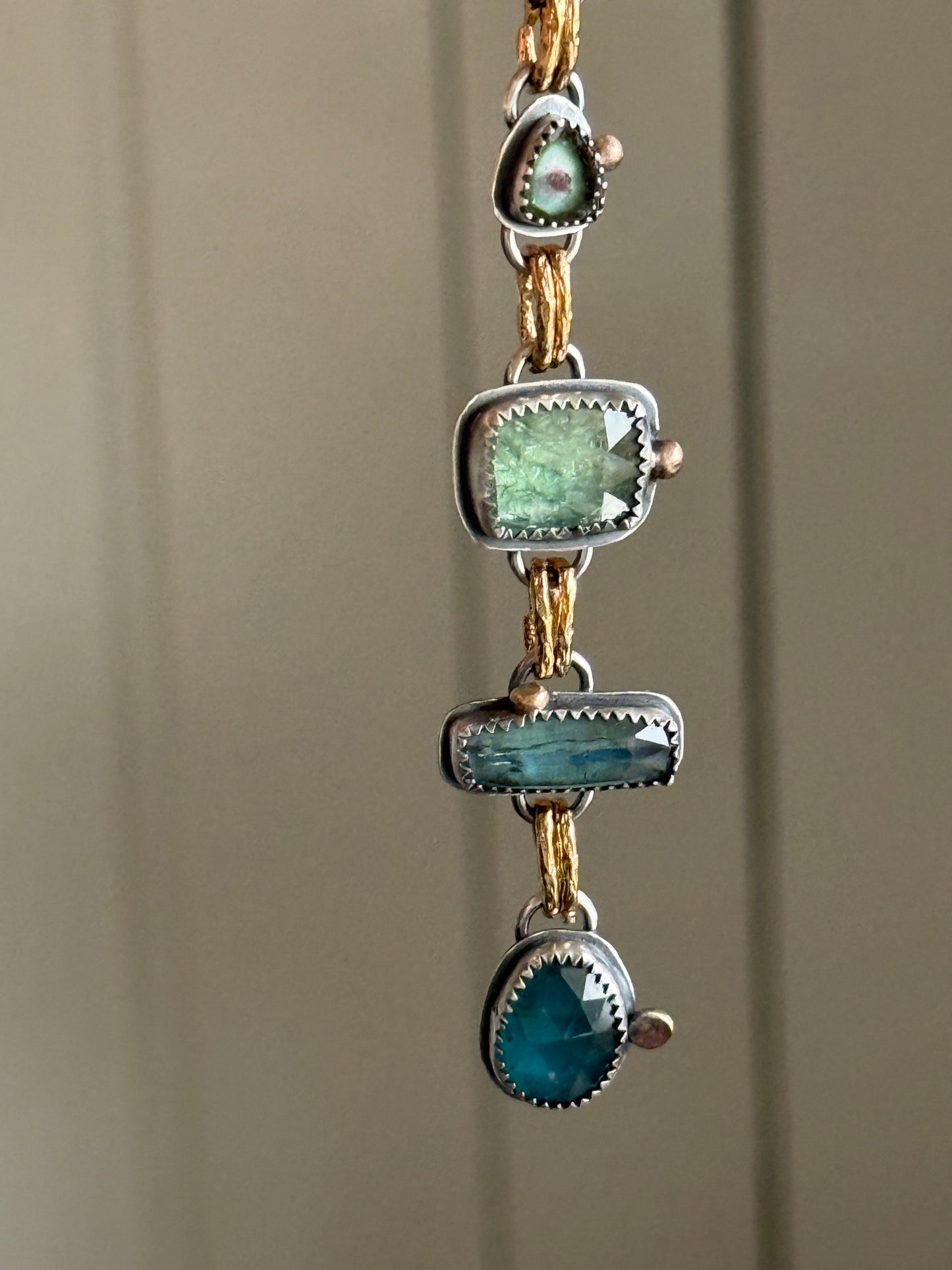 Tourmaline and Kyanite Multi Charm Pendant