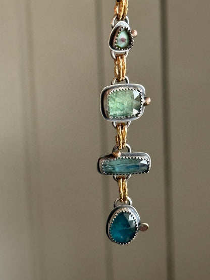 Tourmaline and Kyanite Multi Charm Pendant