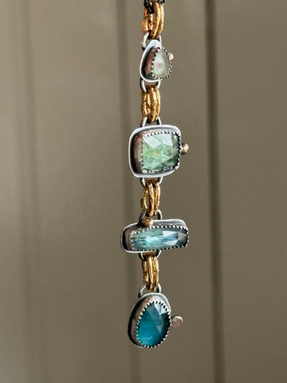 Tourmaline and Kyanite Multi Charm Pendant