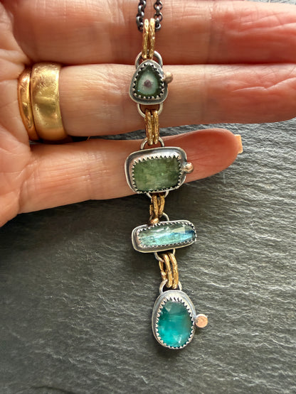 Tourmaline and Kyanite Multi Charm Pendant