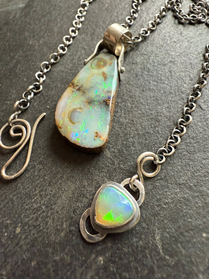 Long Boulder Opal Pendant Necklace