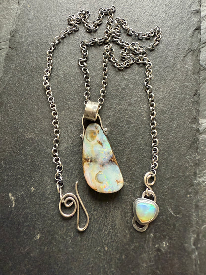 Long Boulder Opal Pendant Necklace