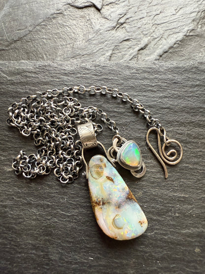 Long Boulder Opal Pendant Necklace