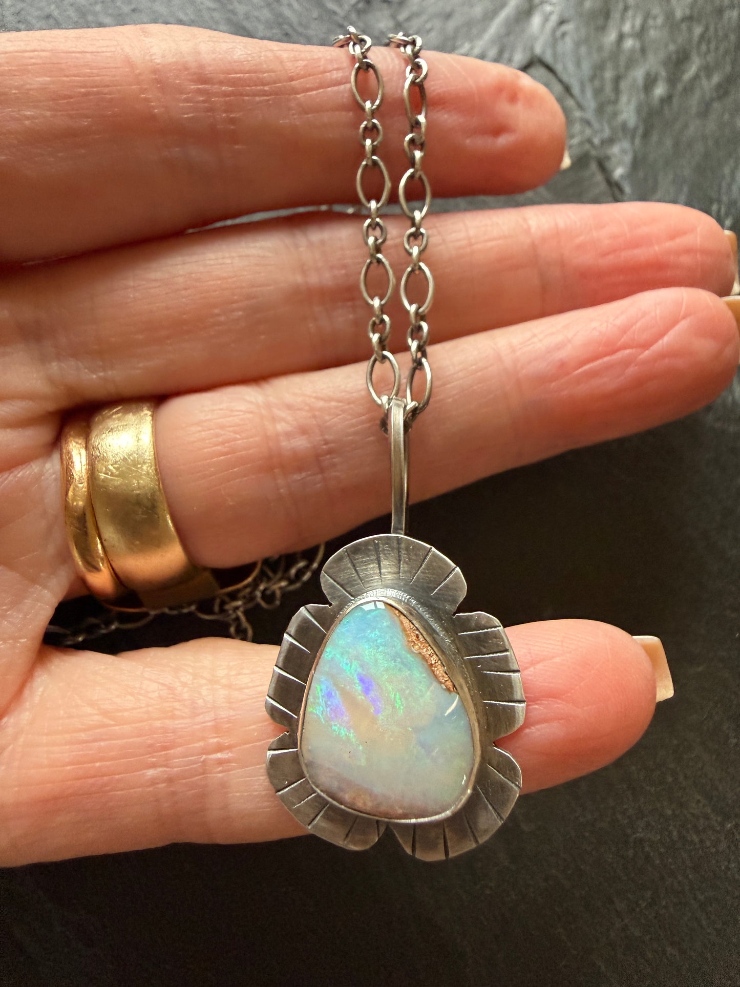 Colourful Opal Pendant Necklace