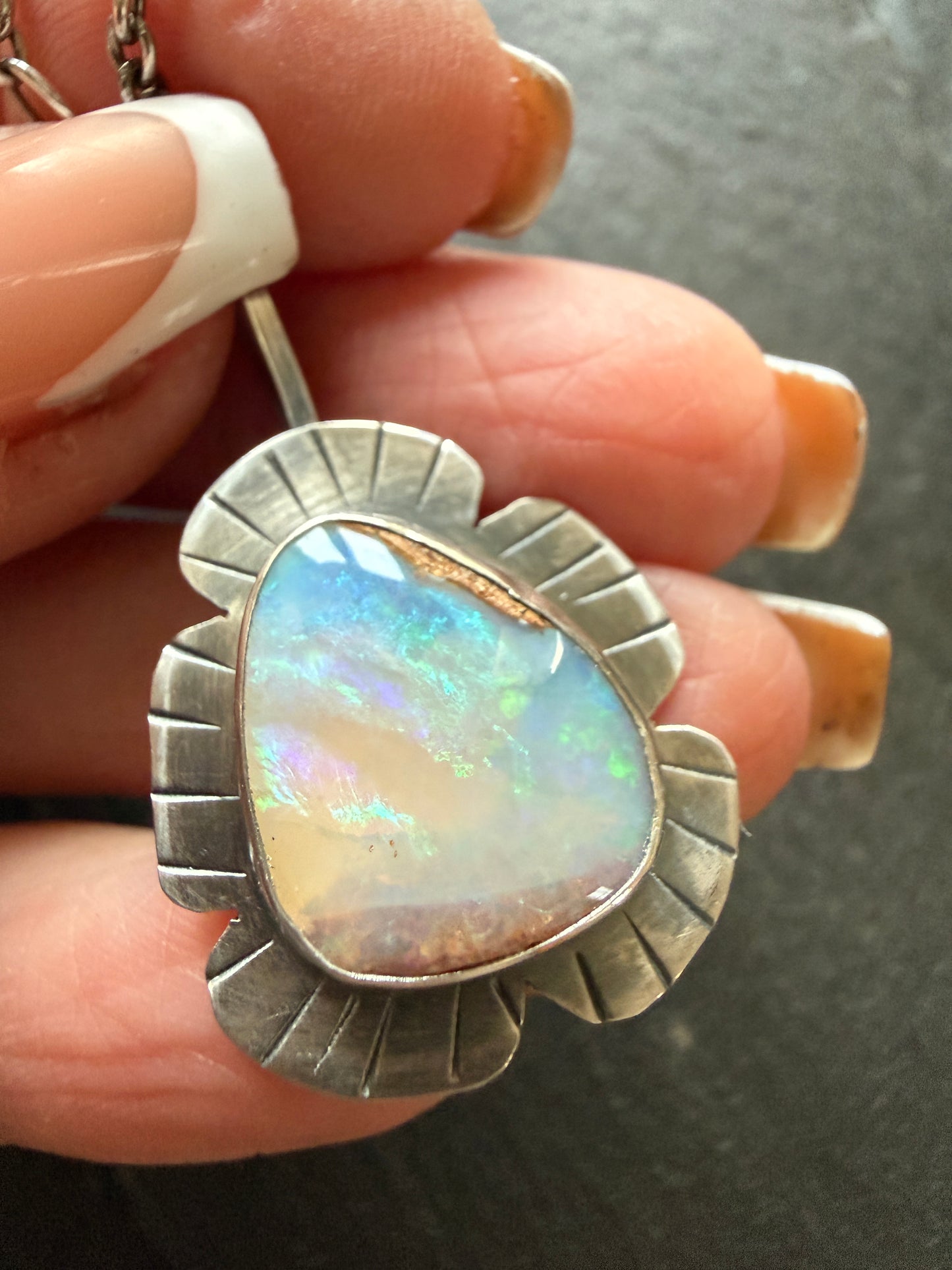 Colourful Opal Pendant Necklace