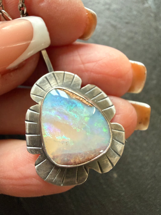 Colourful Opal Pendant Necklace