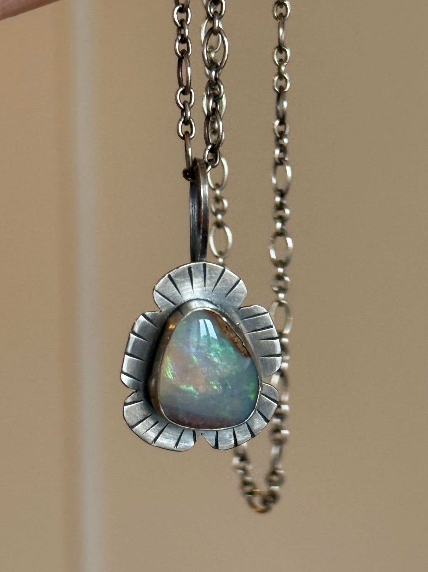 Colourful Opal Pendant Necklace