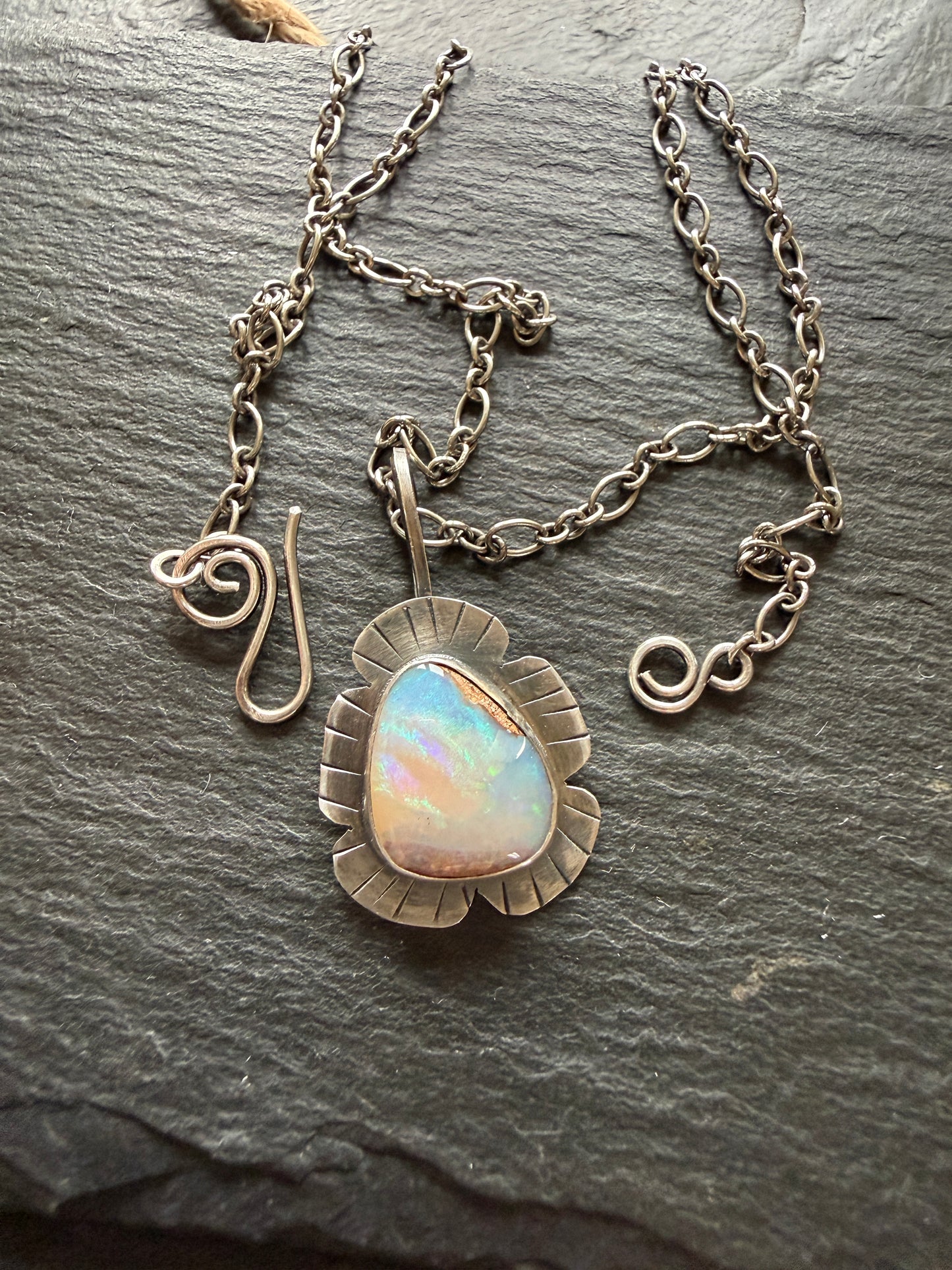Colourful Opal Pendant Necklace