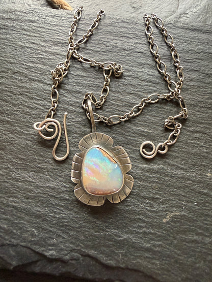 Colourful Opal Pendant Necklace