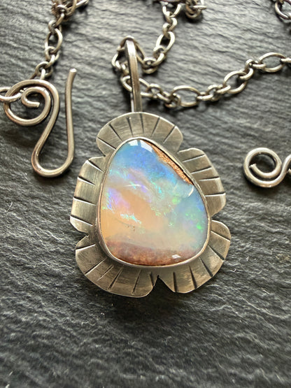 Colourful Opal Pendant Necklace