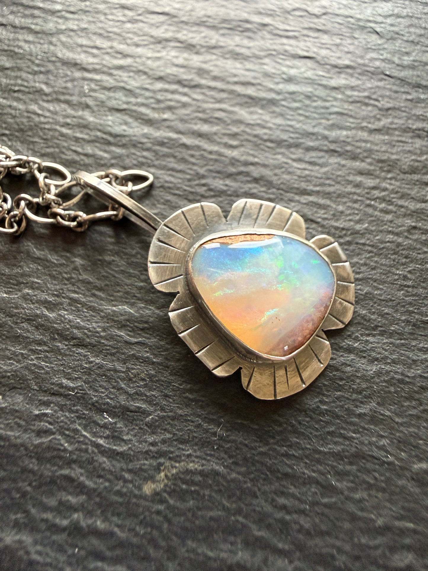 Colourful Opal Pendant Necklace