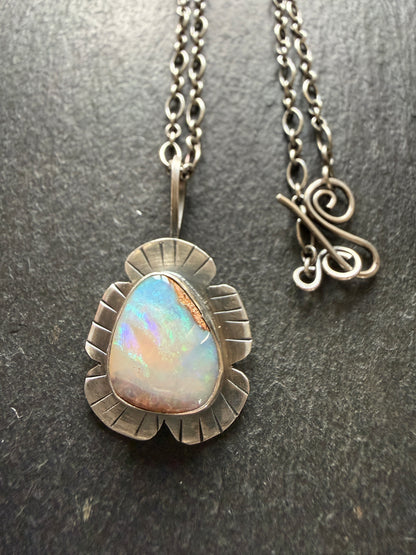 Colourful Opal Pendant Necklace