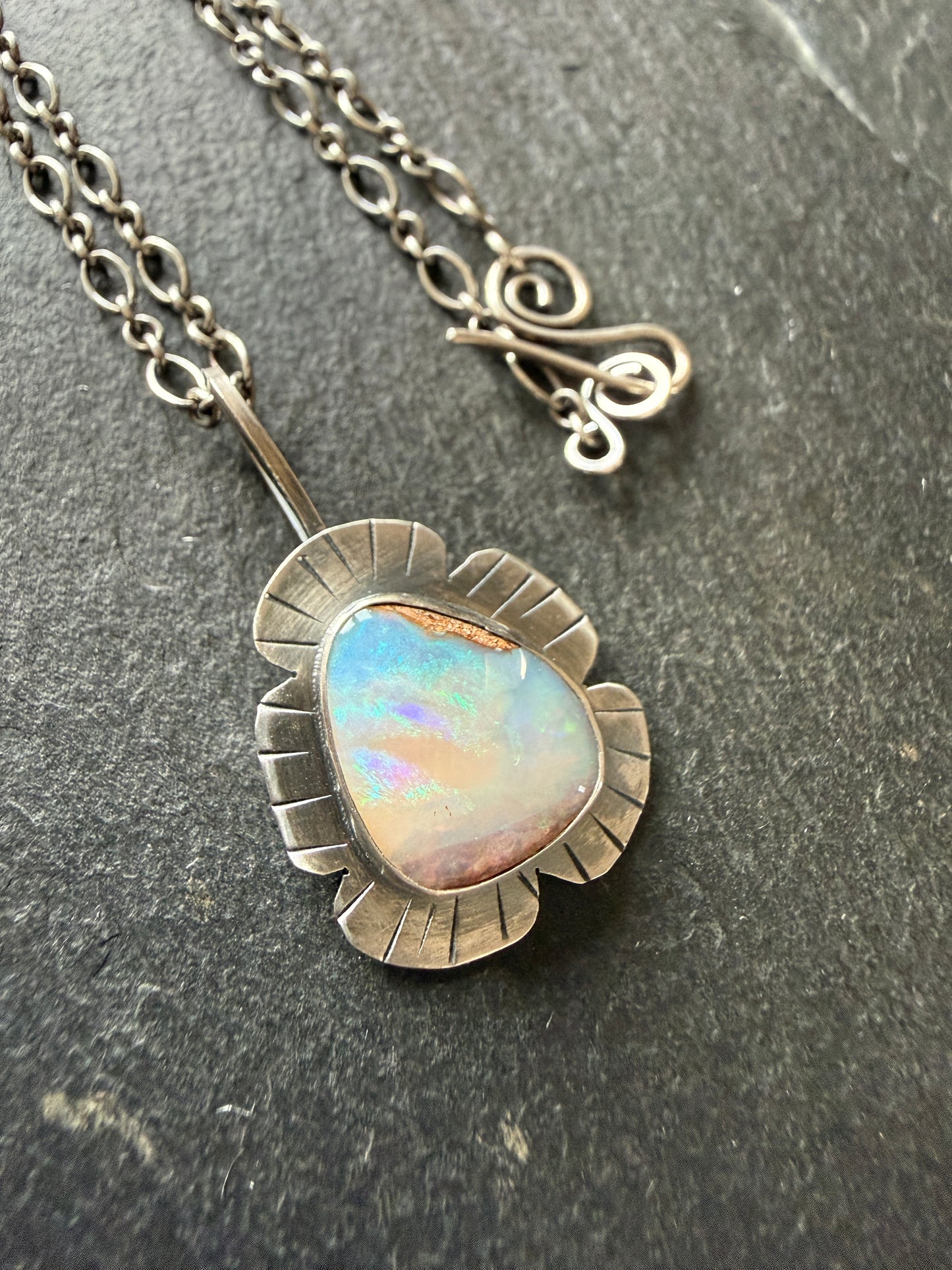 Colourful Opal Pendant Necklace