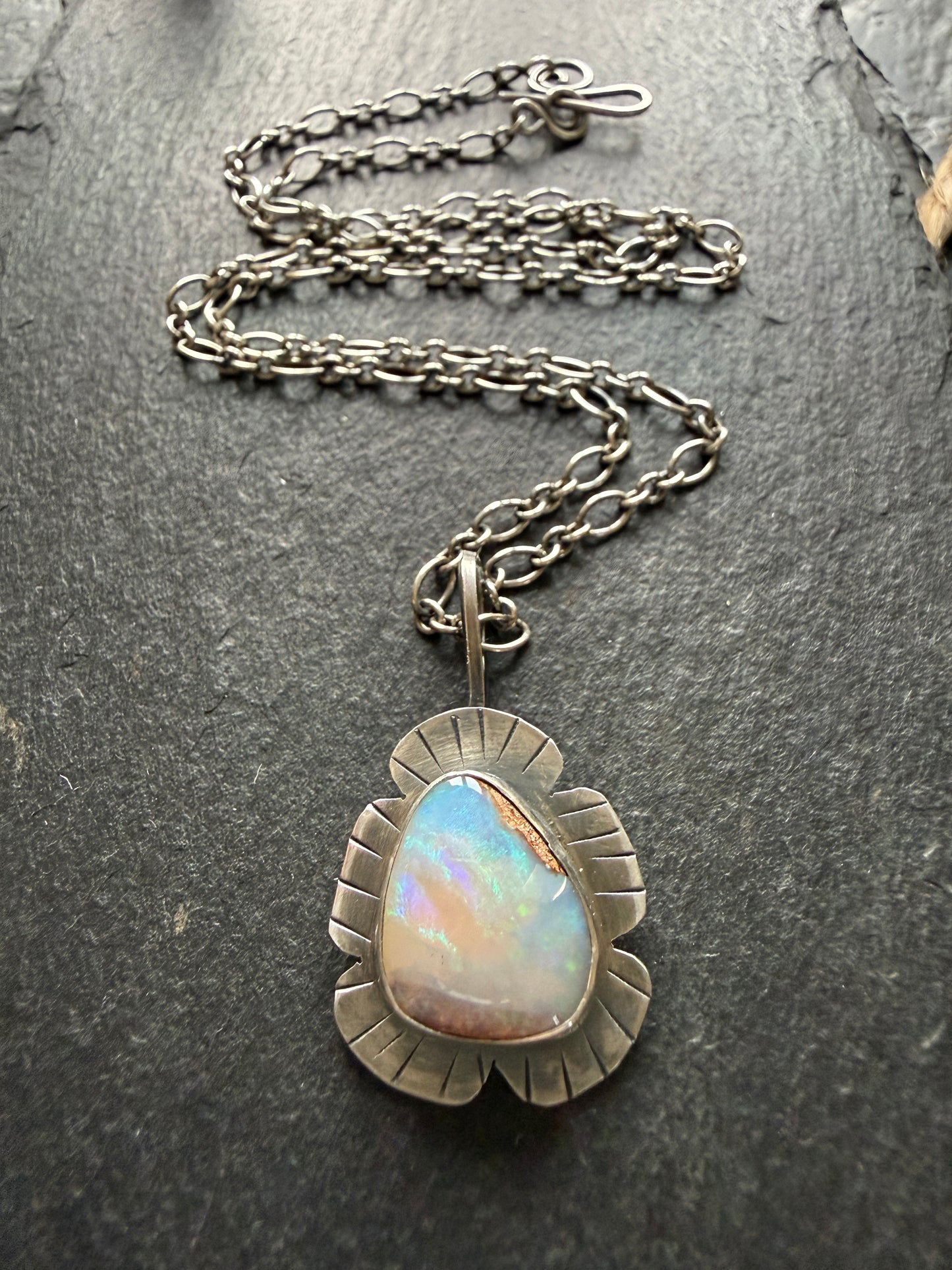 Colourful Opal Pendant Necklace