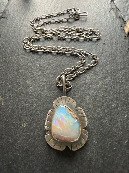 Colourful Opal Pendant Necklace