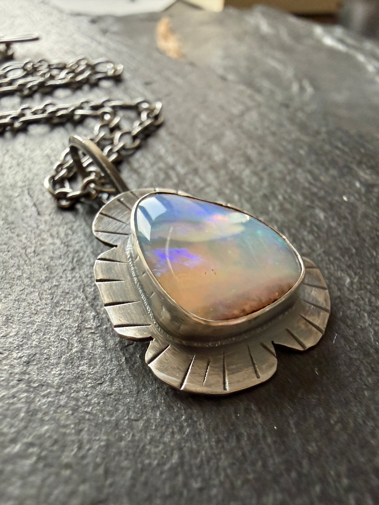 Colourful Opal Pendant Necklace