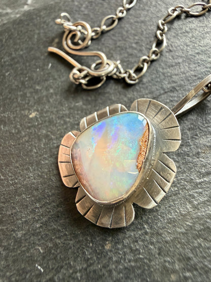 Colourful Opal Pendant Necklace
