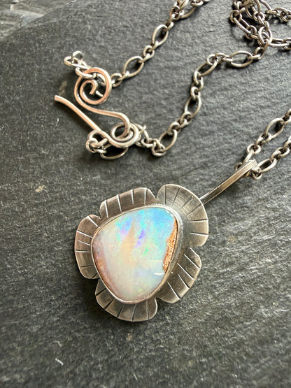 Colourful Opal Pendant Necklace
