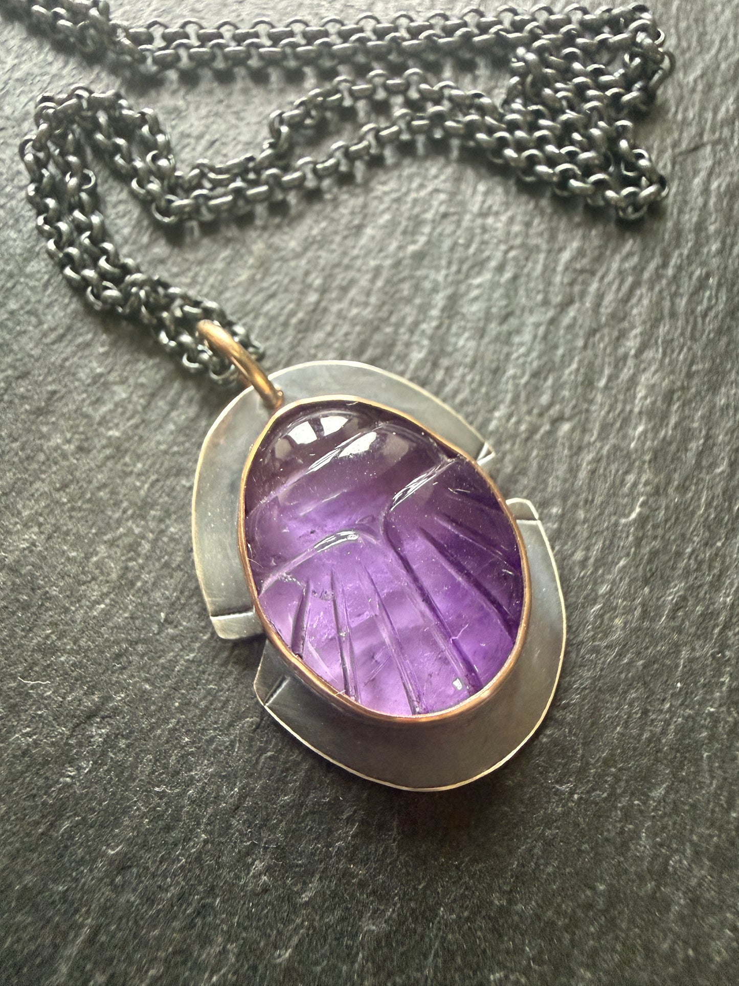 Amethyst Scarab Necklace
