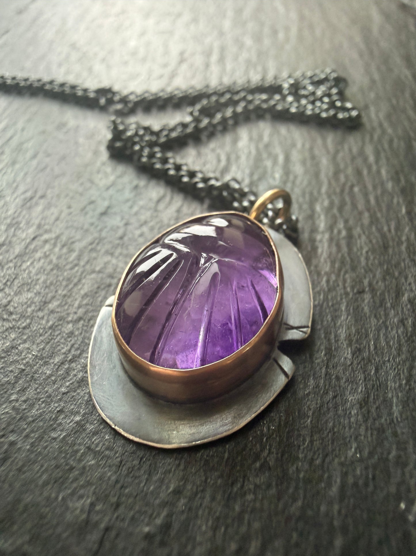 Amethyst Scarab Necklace