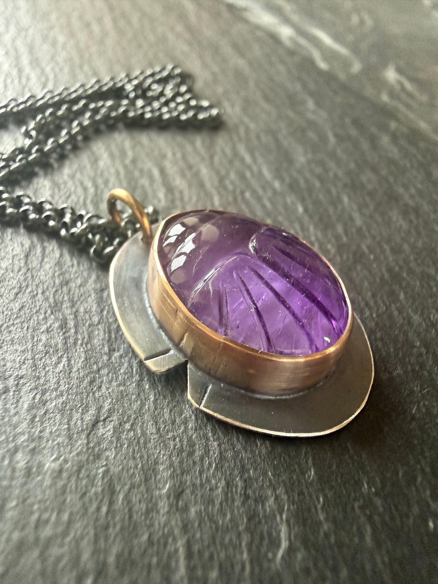 Amethyst Scarab Necklace