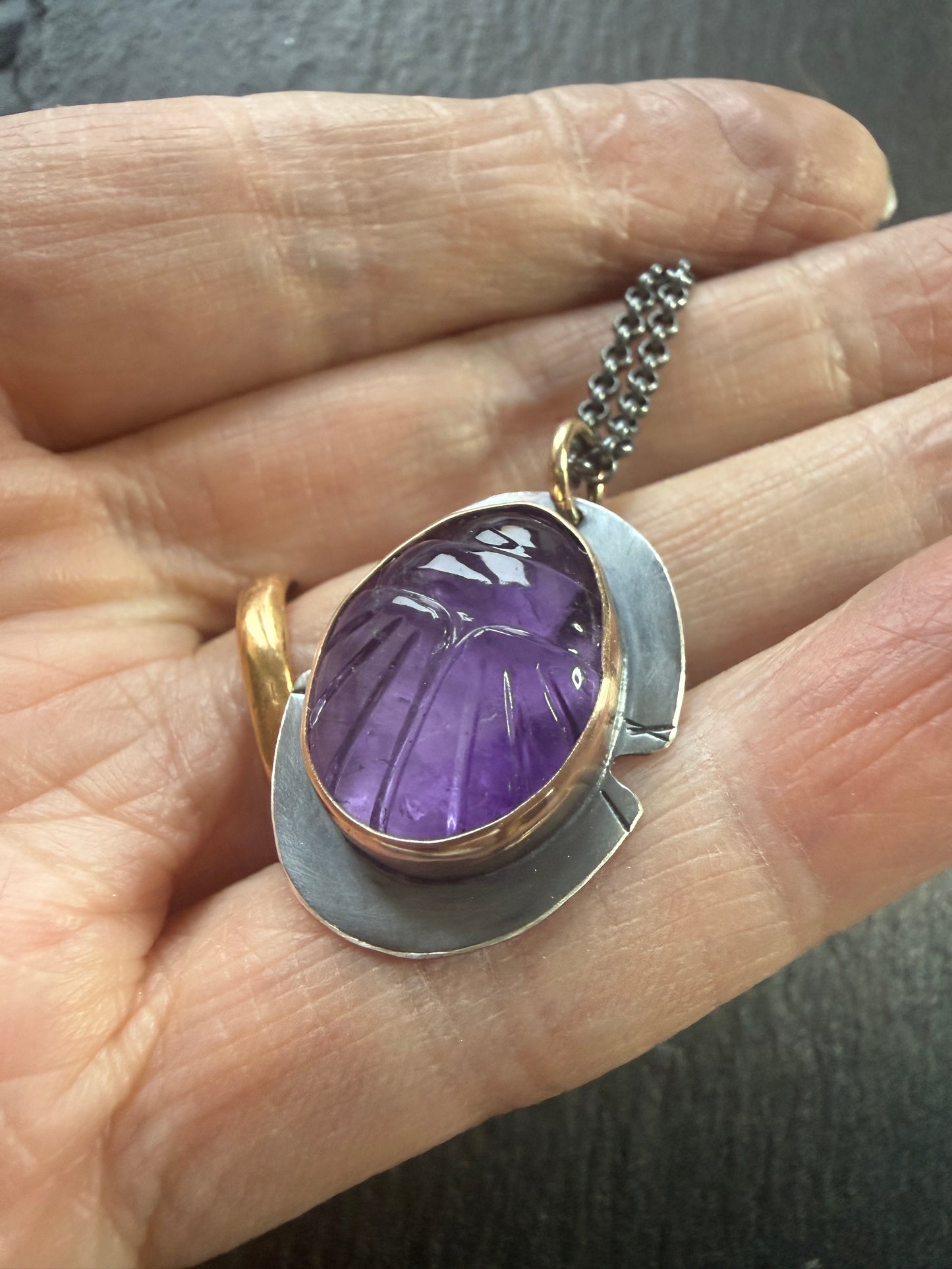 Amethyst Scarab Necklace