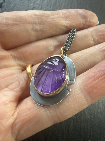 Amethyst Scarab Necklace