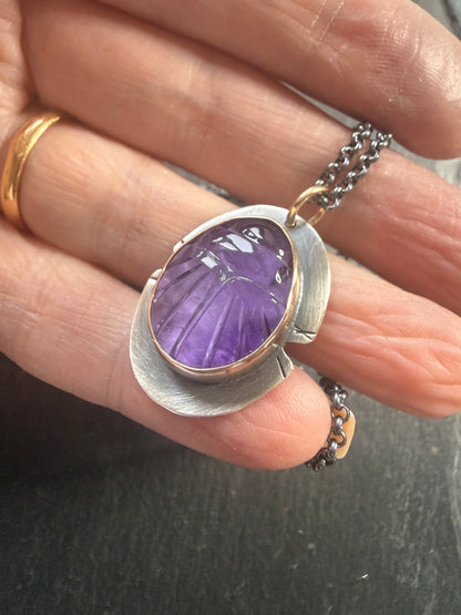Amethyst Scarab Necklace