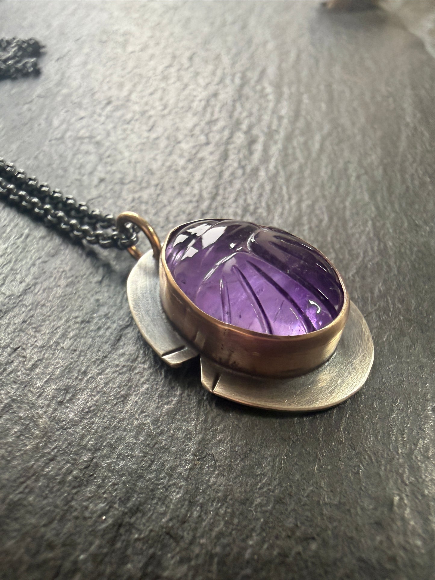 Amethyst Scarab Necklace