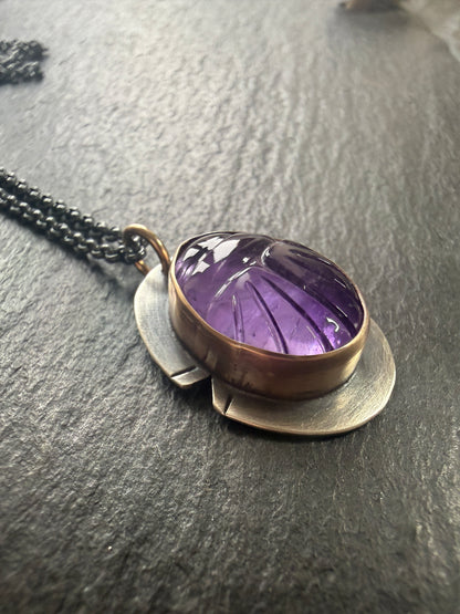 Amethyst Scarab Necklace