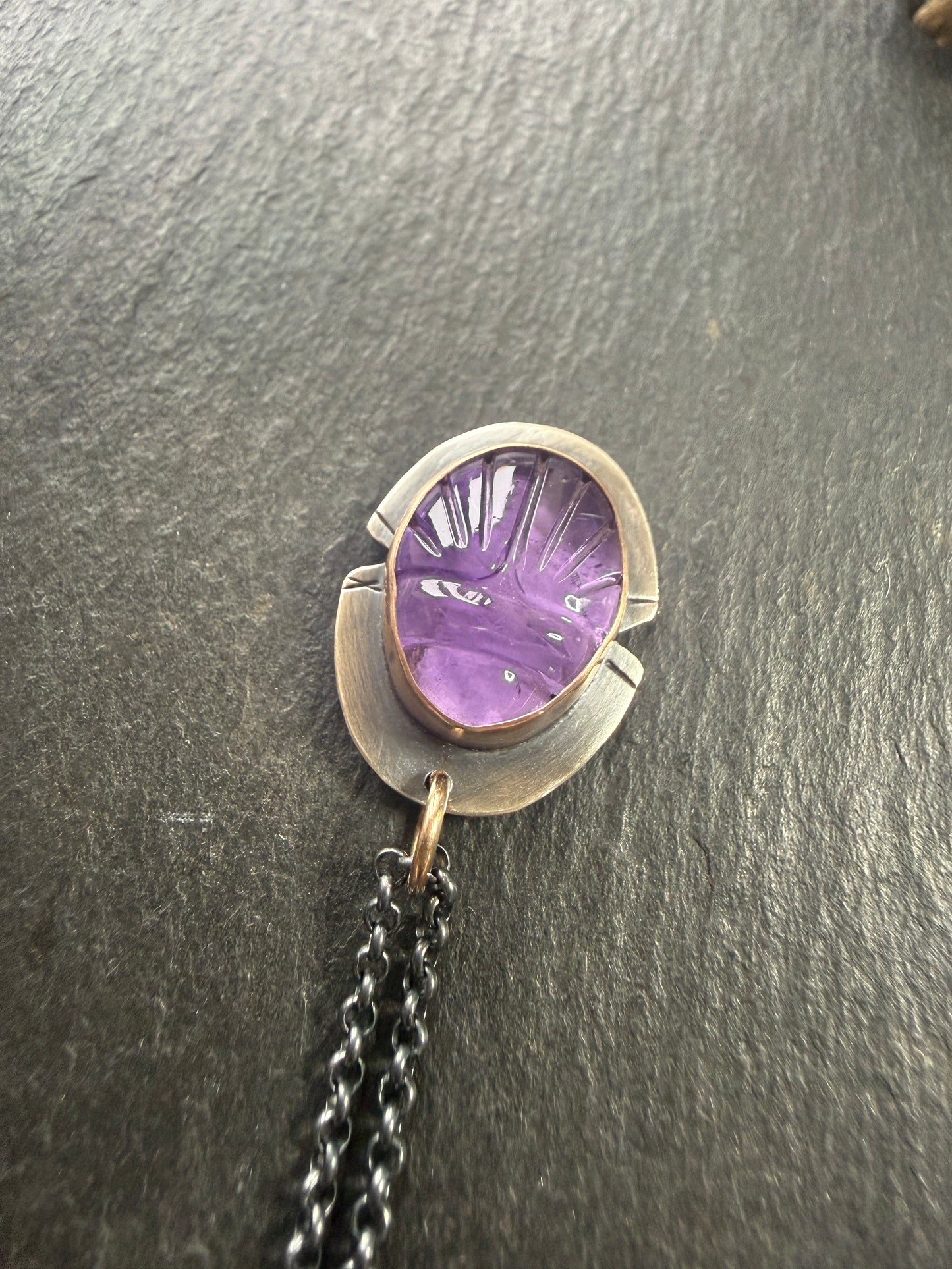 Amethyst Scarab Necklace