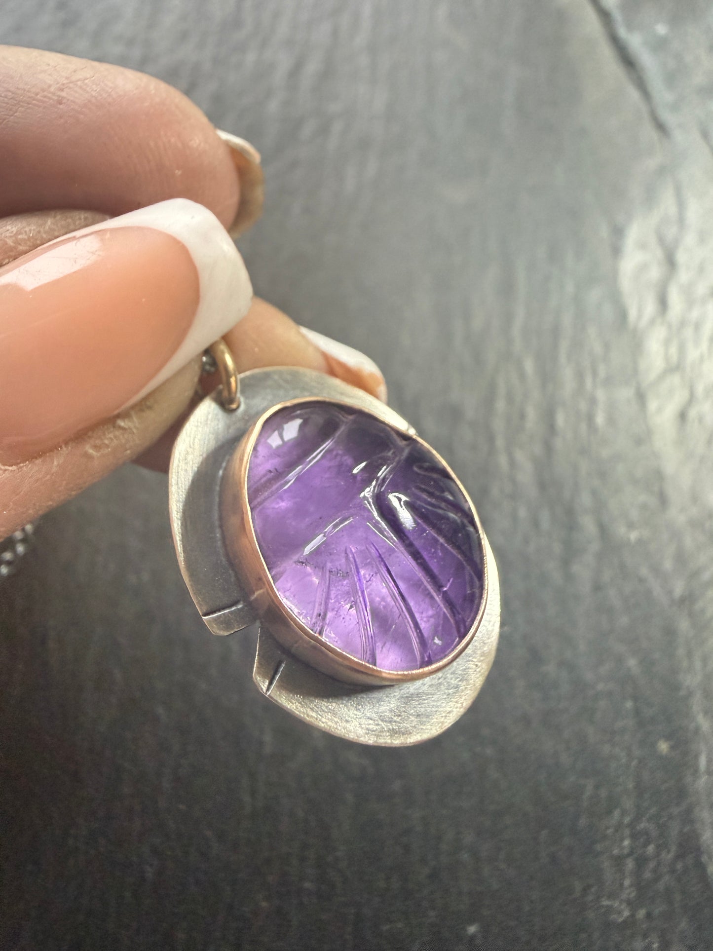 Amethyst Scarab Necklace