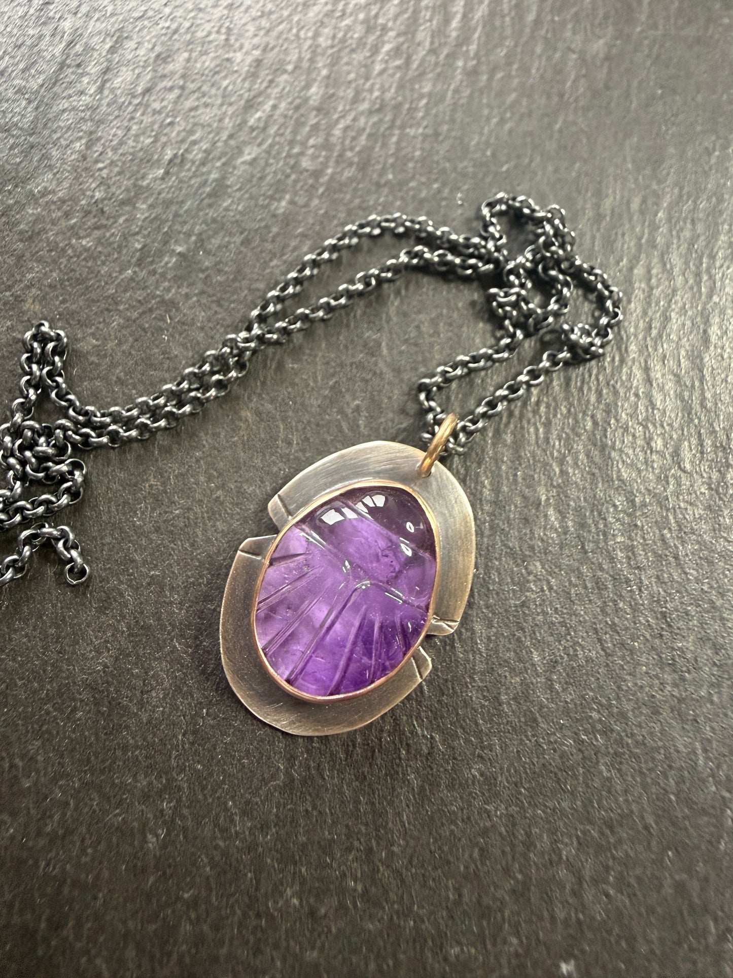Amethyst Scarab Necklace