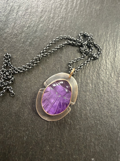 Amethyst Scarab Necklace