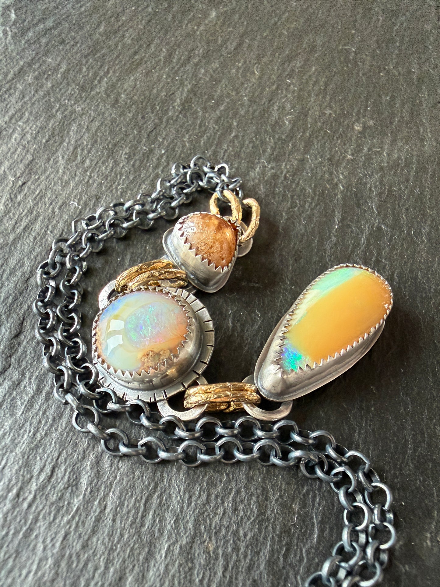 Orange Garnet and Opal Necklace