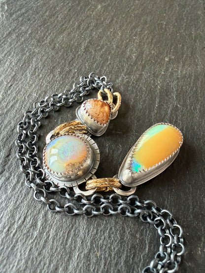 Orange Garnet and Opal Necklace