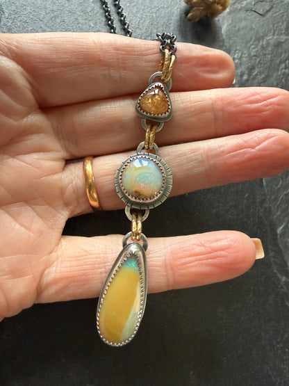 Orange Garnet and Opal Necklace