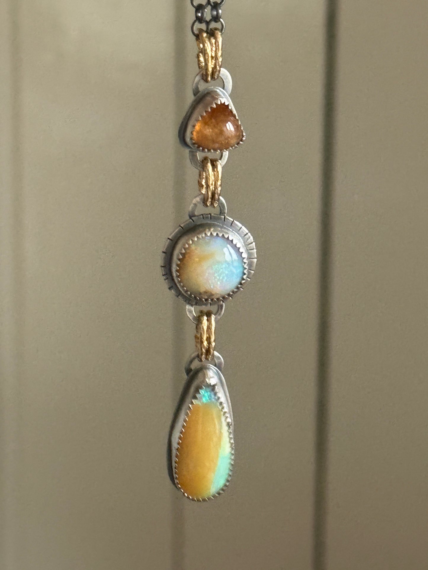 Orange Garnet and Opal Necklace