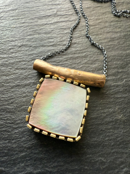 Abalone Shell Mixed Metal Necklace