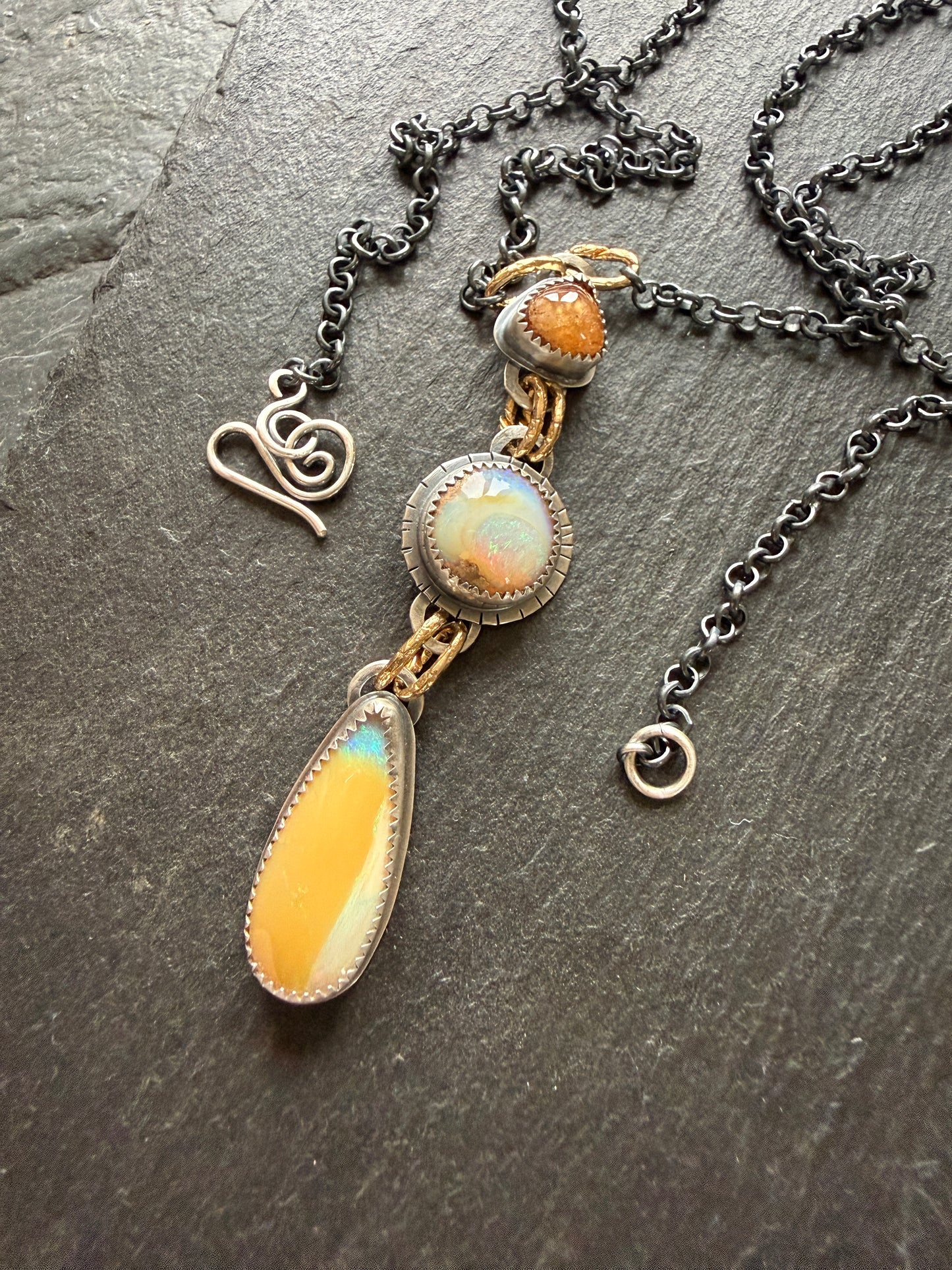 Orange Garnet and Opal Necklace