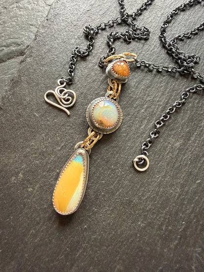 Orange Garnet and Opal Necklace
