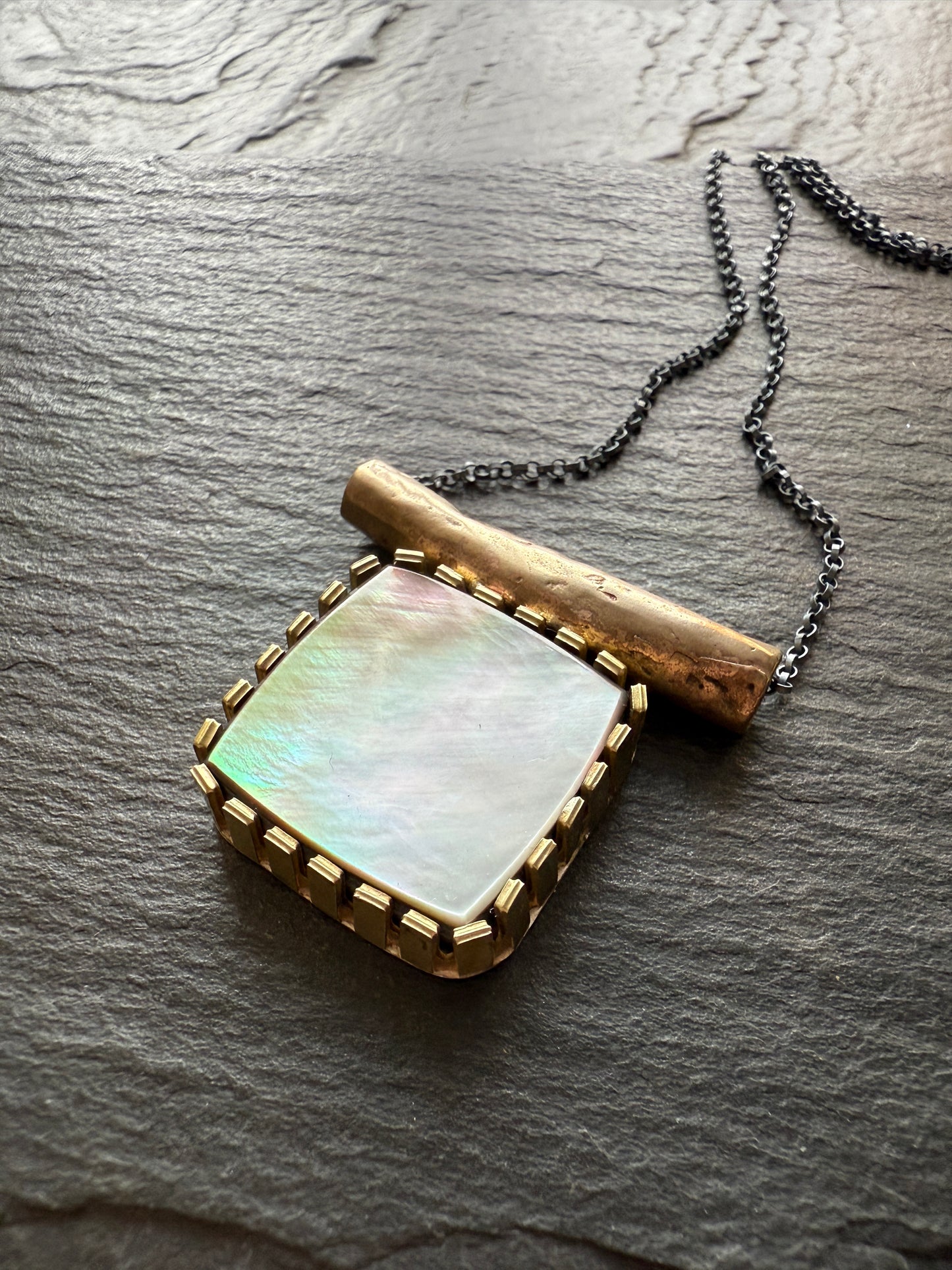 Abalone Shell Mixed Metal Necklace