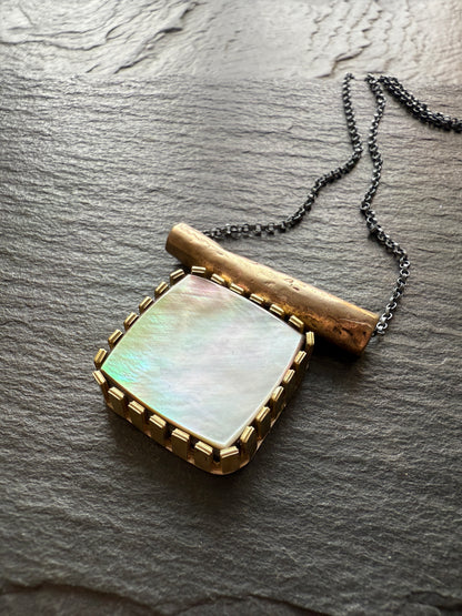 Abalone Shell Mixed Metal Necklace