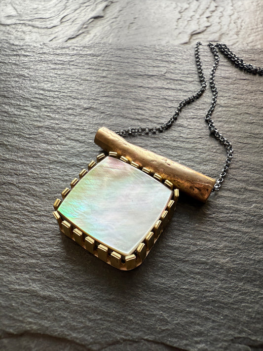 Abalone Shell Mixed Metal Necklace