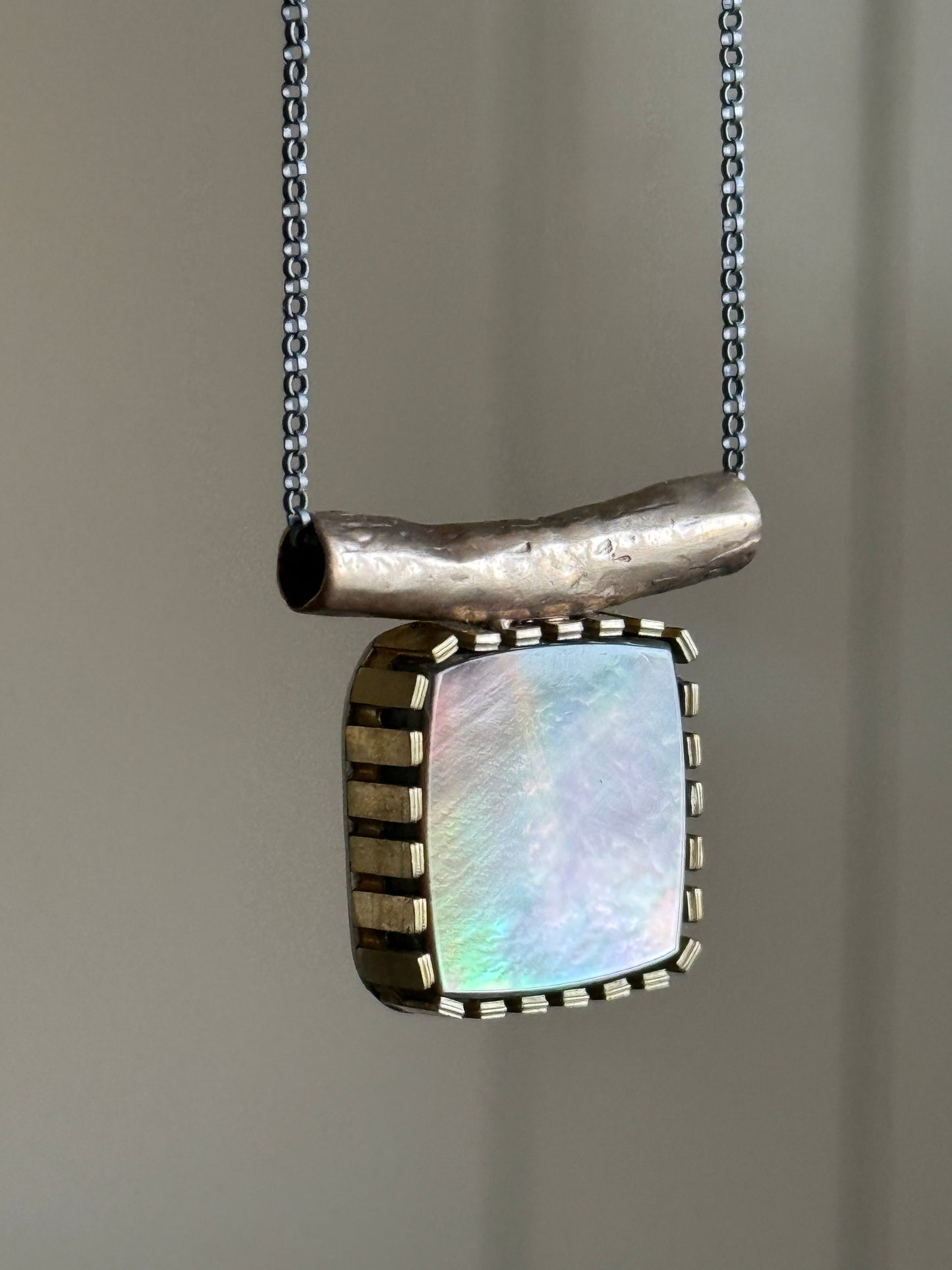 Abalone Shell Mixed Metal Necklace